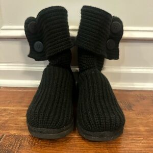 UGG Black Knit Button Kids Boots
